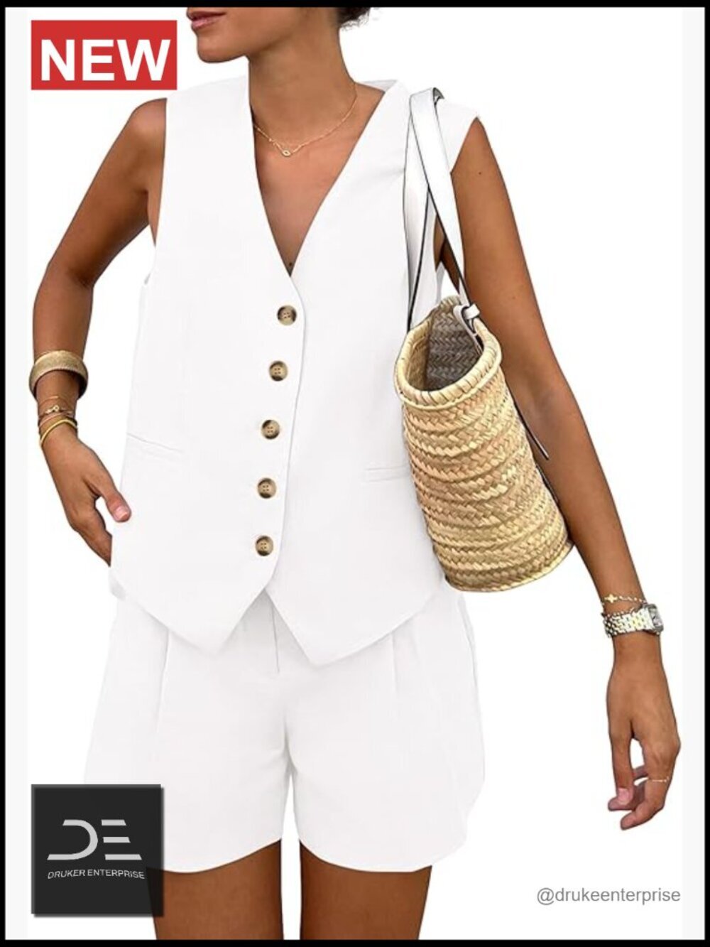 Women's Sleeveless Vest and Shorts 2 Piece Matching Set Summer Outfit